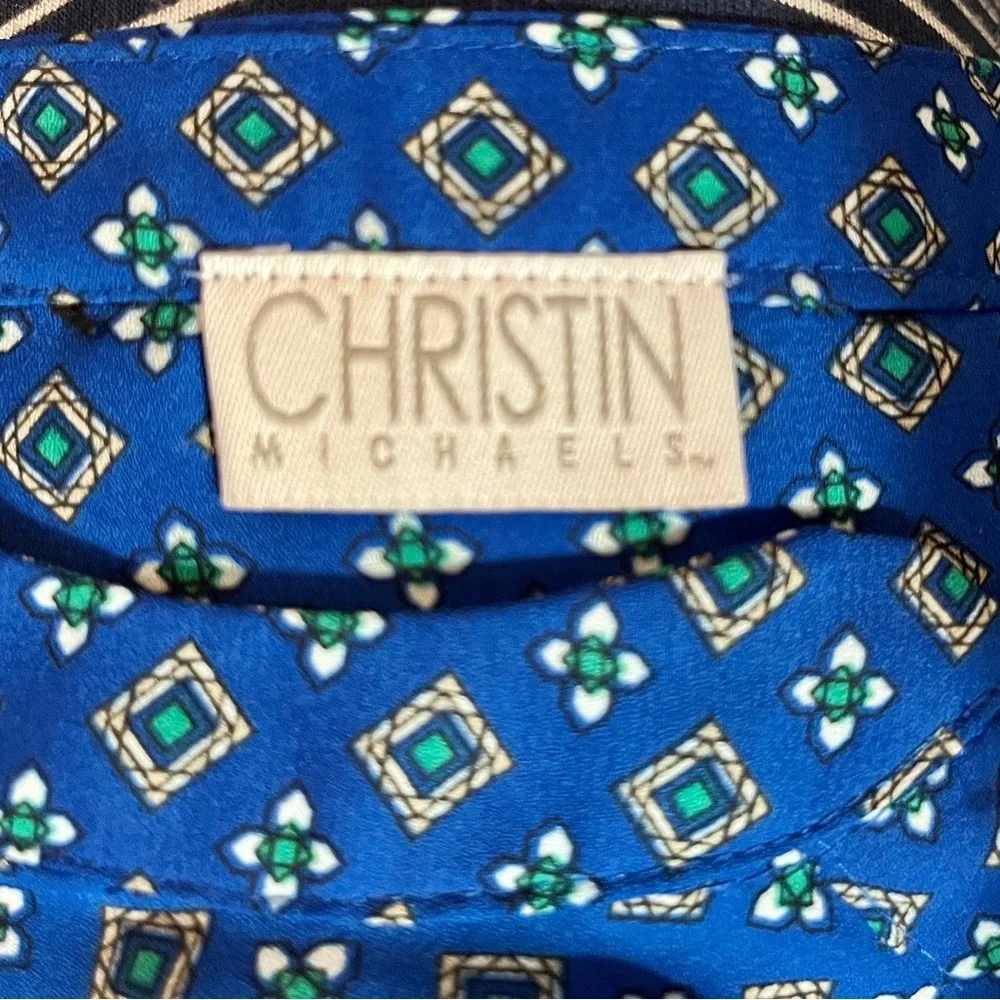 Christin Michaels blouse, small, EUC, bright blue, gold buttons - Picture 14 of 14